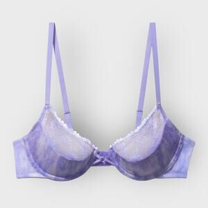 SavagexFenty Tie Dye Half Cup Lace Bra 32C Purple Romantic Festival Top Lingerie